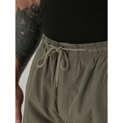 Khaki - Close up - Duke Mens D555 Nick Elasticated Waist Cargo Shorts