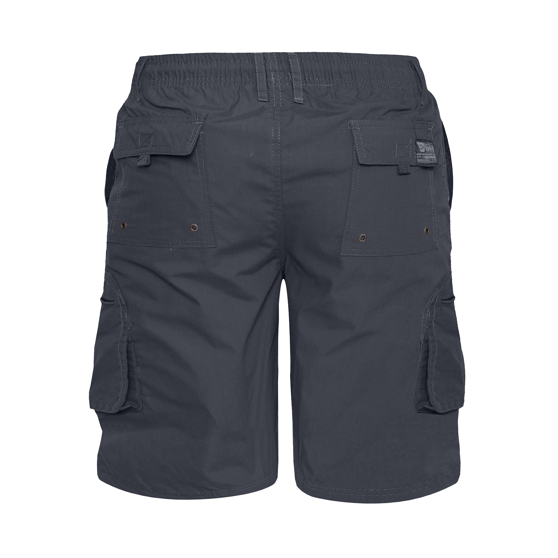Grey - Back - Duke Mens D555 Nick Elasticated Waist Cargo Shorts