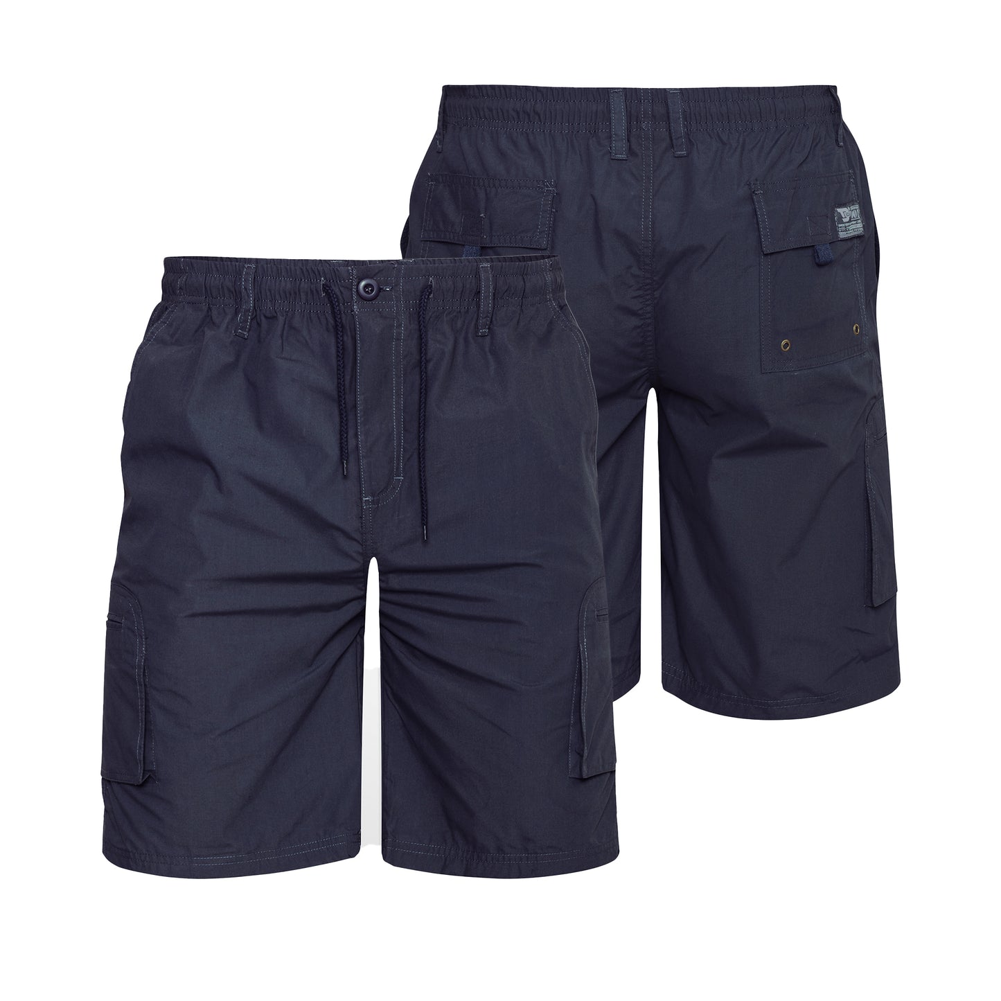Navy - Side - Duke Mens D555 Nick Elasticated Waist Cargo Shorts