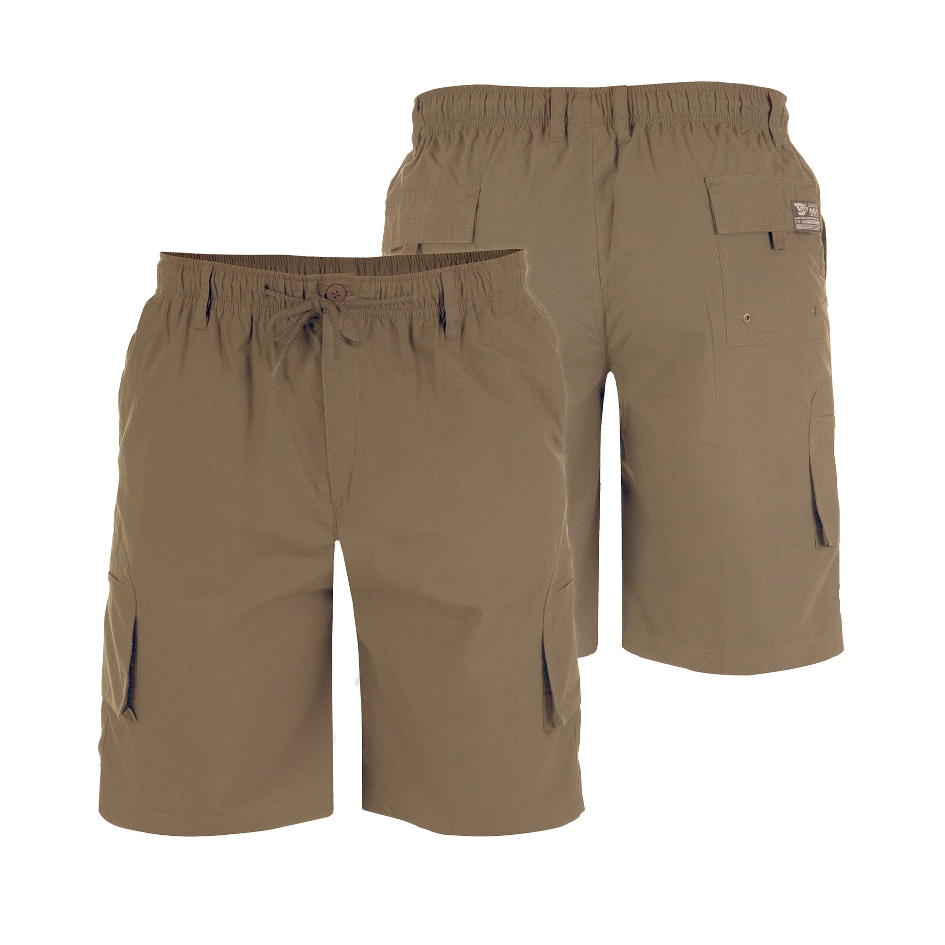 Sand - Side - Duke Mens D555 Nick Elasticated Waist Cargo Shorts