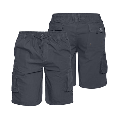 Grey - Side - Duke Mens D555 Nick Elasticated Waist Cargo Shorts