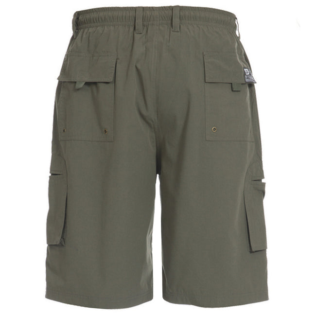Khaki - Back - Duke Mens D555 Nick Elasticated Waist Cargo Shorts