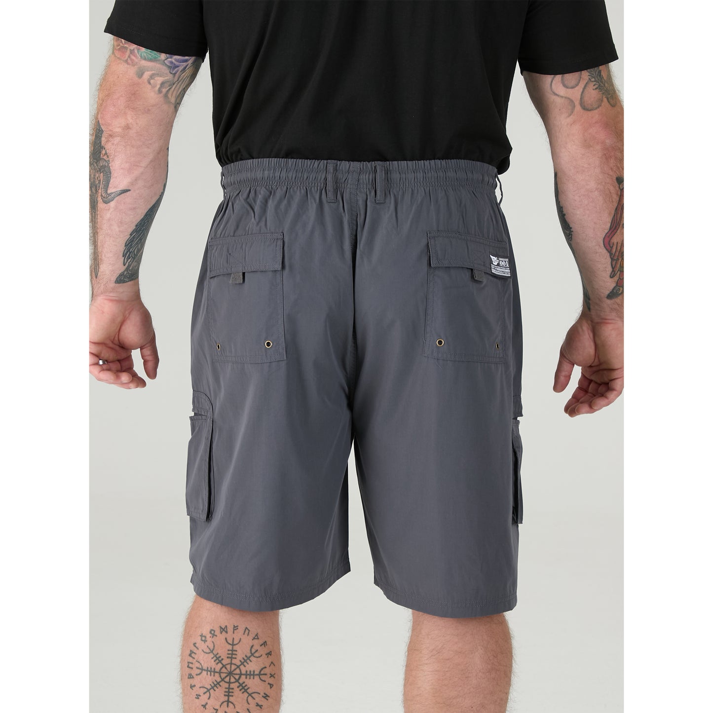 Grey - Pack Shot - Duke Mens D555 Nick Elasticated Waist Cargo Shorts