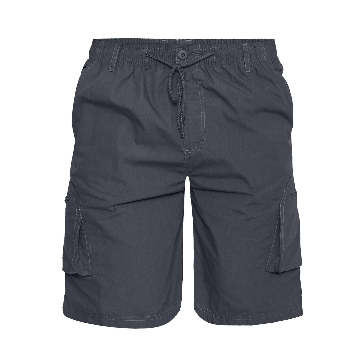 Grey - Front - Duke Mens D555 Nick Elasticated Waist Cargo Shorts