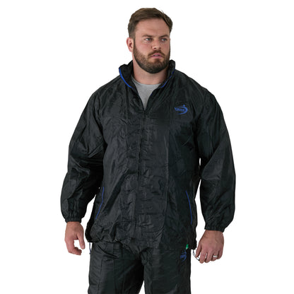 Black - Side - Duke Mens D555 Zac Packaway Kingsize Waterproof Jacket