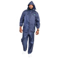 Navy - Back - D555 Mens Zac Kingsize Packaway Weather Proof Rain Jacket