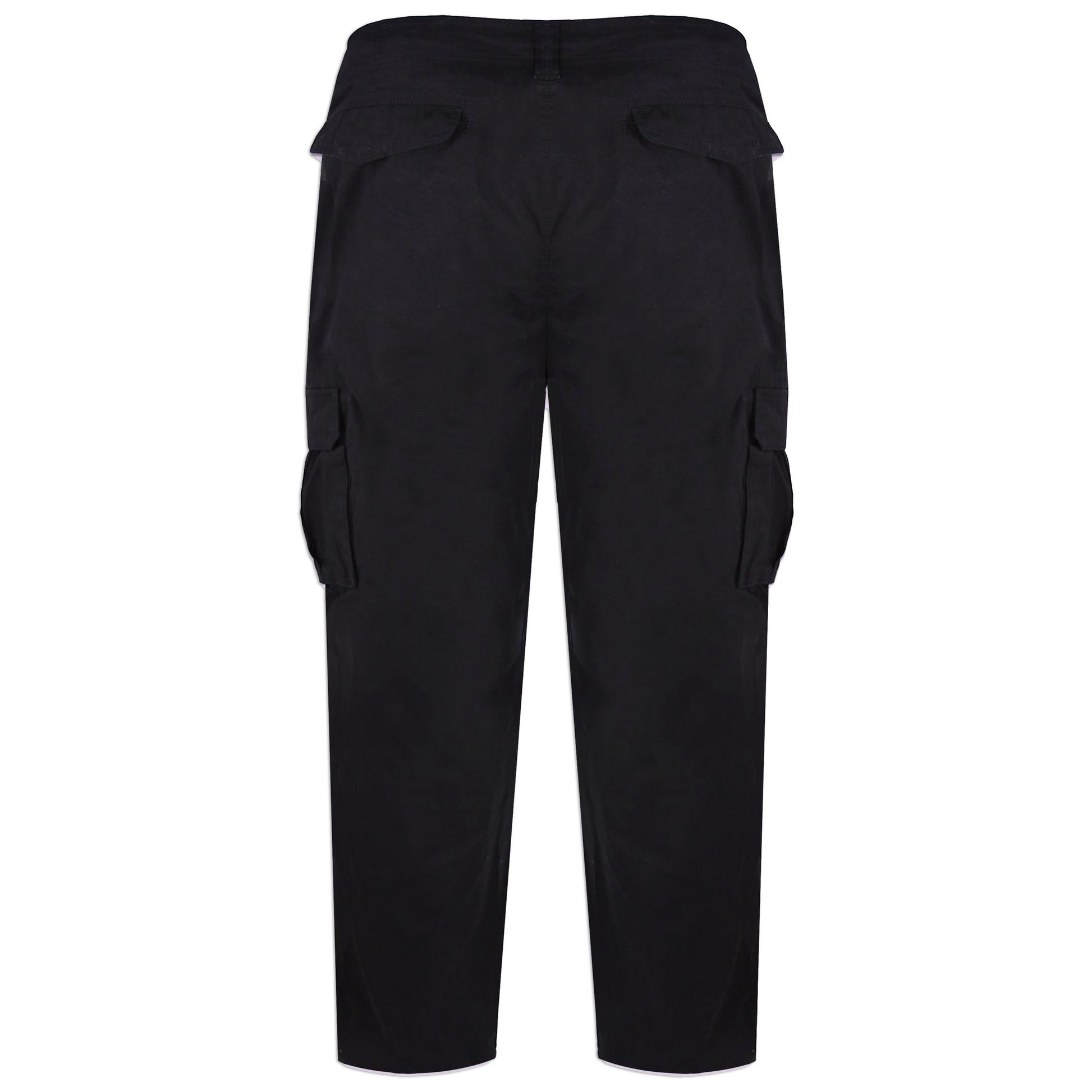 Black - Back - Duke Mens D555 Robert Peached Washed Cargo Trousers