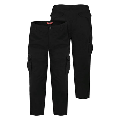 Black - Lifestyle - Duke Mens D555 Robert Peached Washed Cargo Trousers