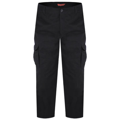 Black - Front - Duke Mens D555 Robert Peached Washed Cargo Trousers
