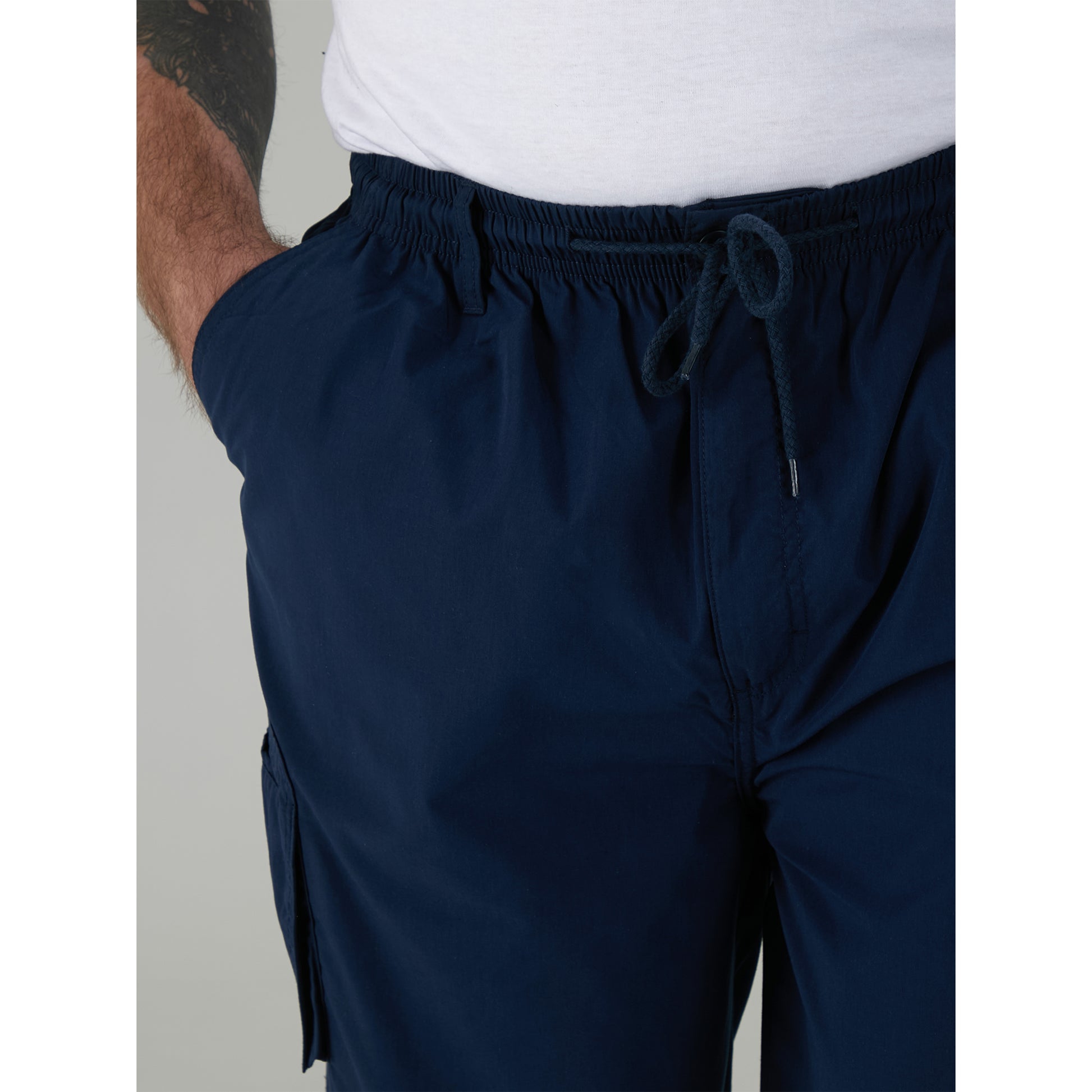 Navy - Close up - Duke Mens D555 Nick Kingsize Cargo Shorts