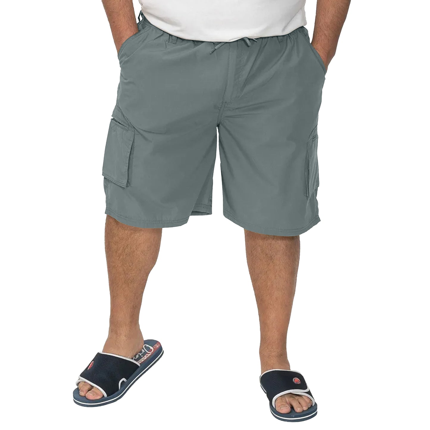 Grey - Side - Duke Mens D555 Nick Kingsize Cargo Shorts