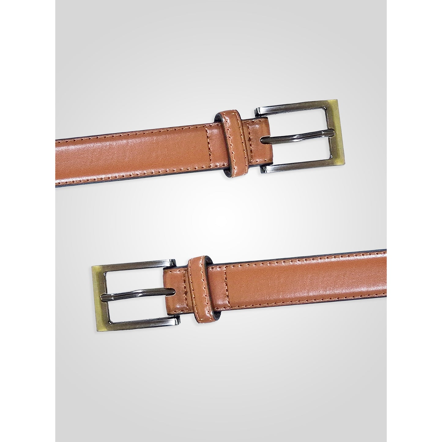Tan - Lifestyle - Duke Mens D555 Anthony Stitched Leather Square Buckle Belt