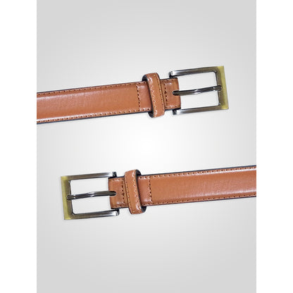 Tan - Lifestyle - Duke Mens D555 Anthony Stitched Leather Square Buckle Belt