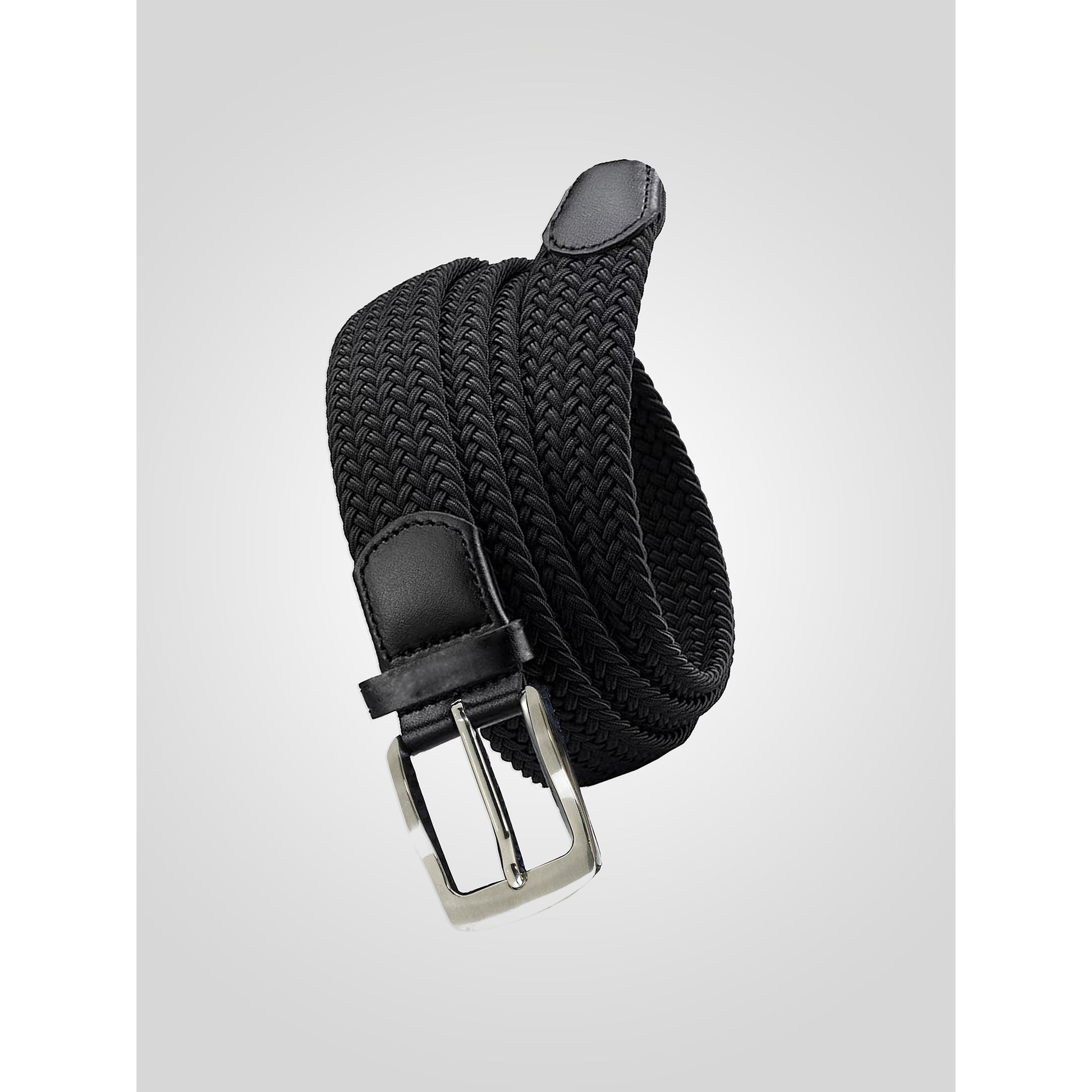 Black - Back - Duke D555 Simon Braided Stretch Belt