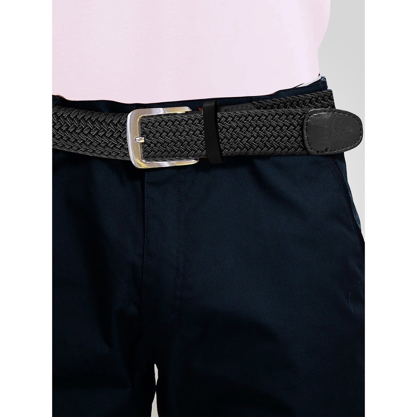 Black - Pack Shot - Duke D555 Simon Braided Stretch Belt