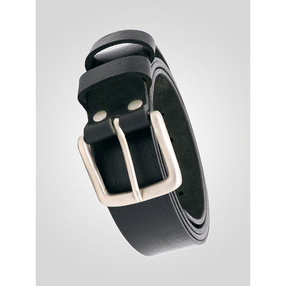 Black - Back - Duke Mens D555 Gavin Leather Square Buckle Belt