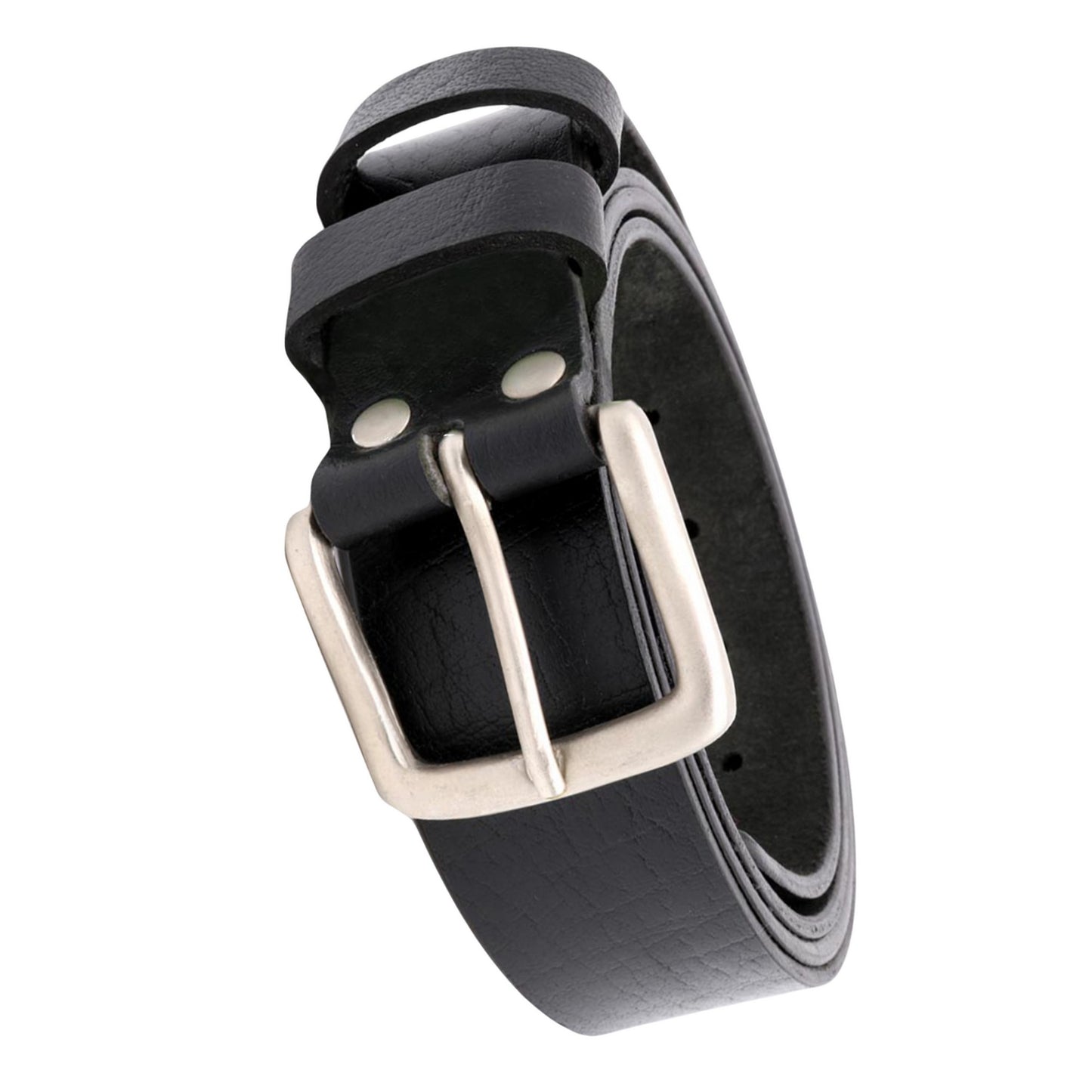 Black - Back - Duke Mens D555 Gavin Leather Square Buckle Belt