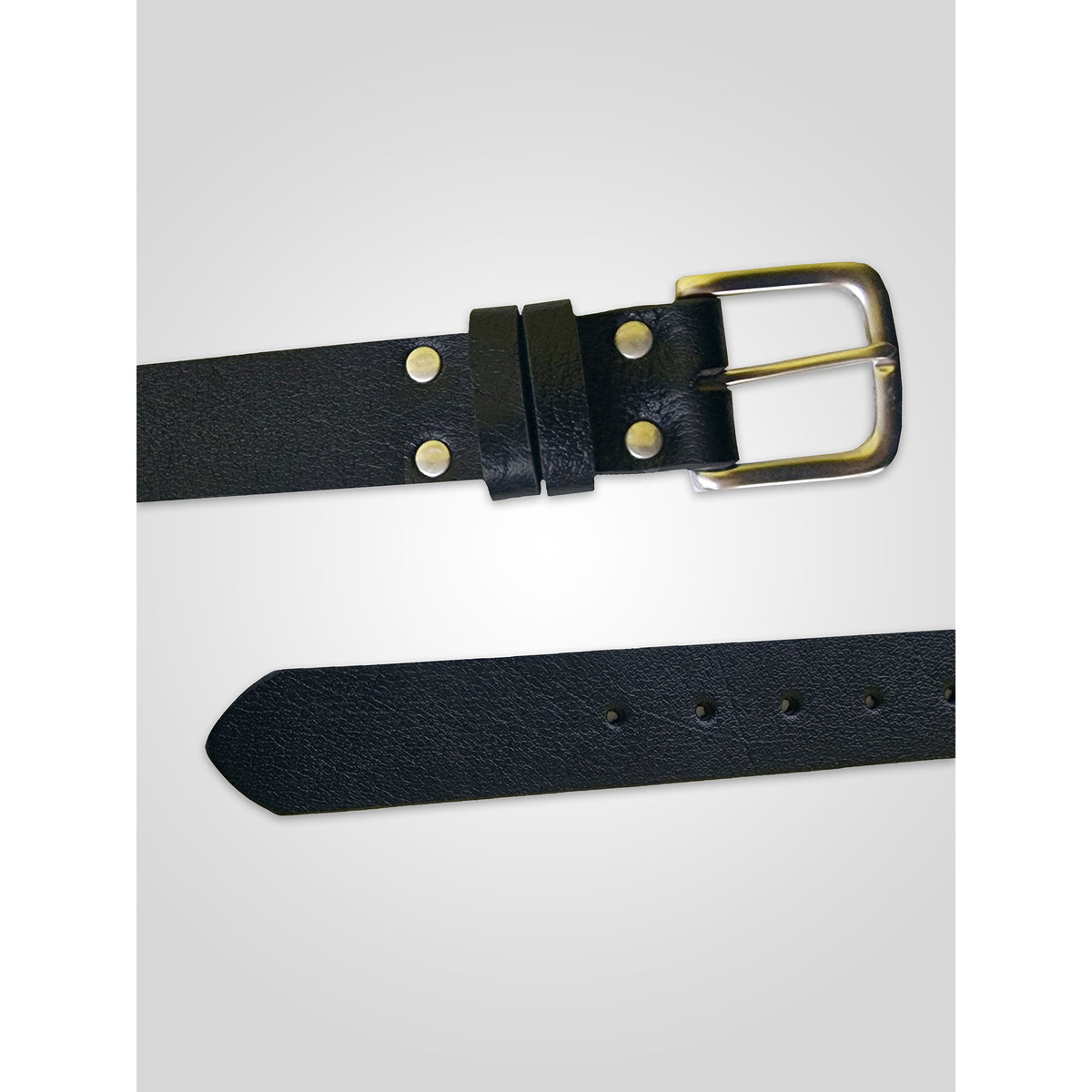 Black - Side - Duke Mens D555 Gavin Leather Square Buckle Belt