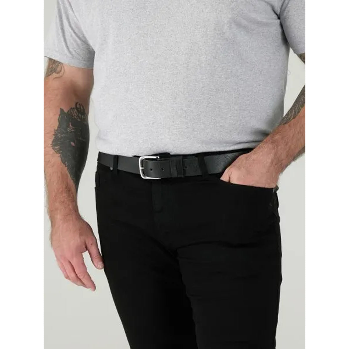 Black - Lifestyle - Duke Mens D555 Gavin Leather Square Buckle Belt