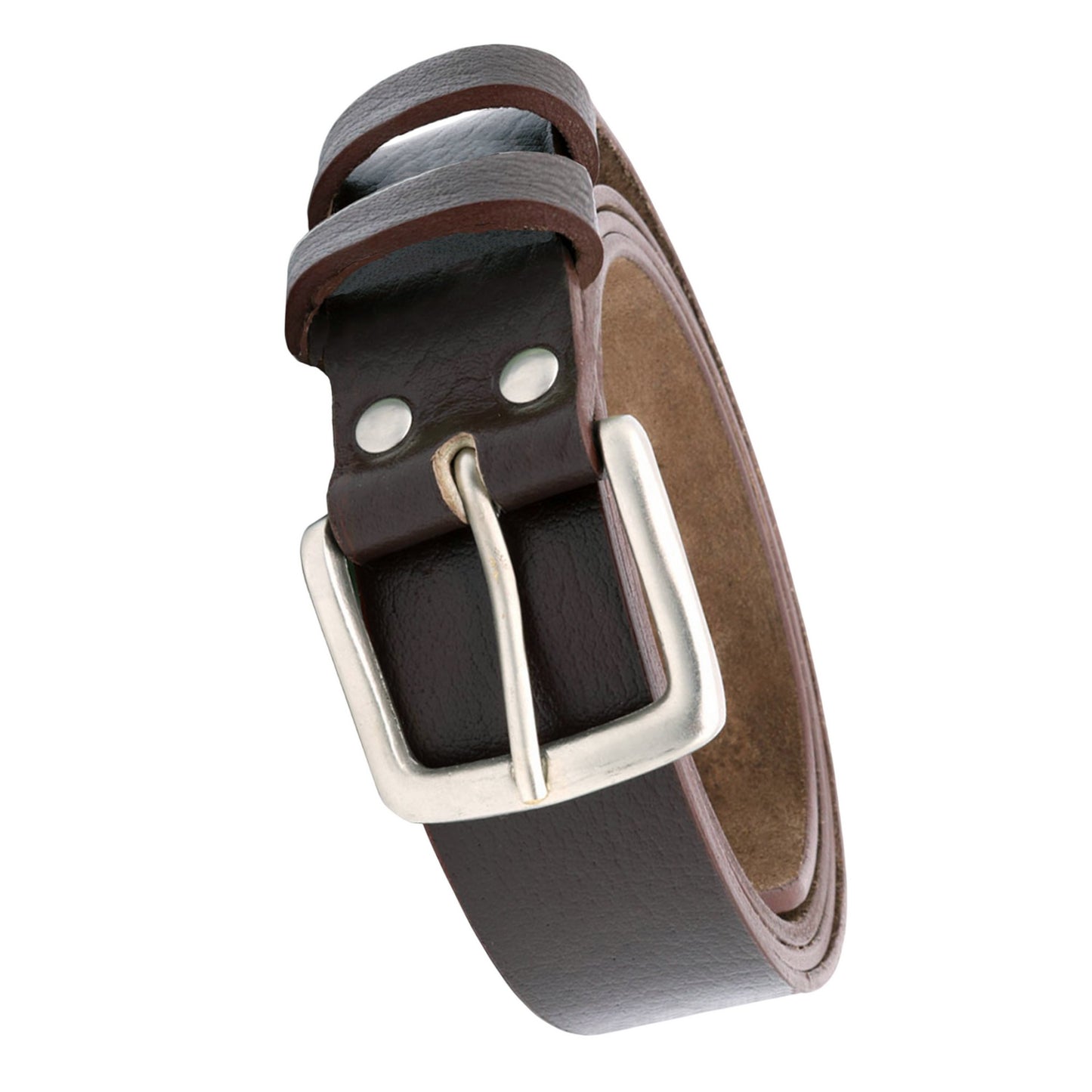 Brown - Back - Duke Mens D555 Liam Leather Square Buckle Belt