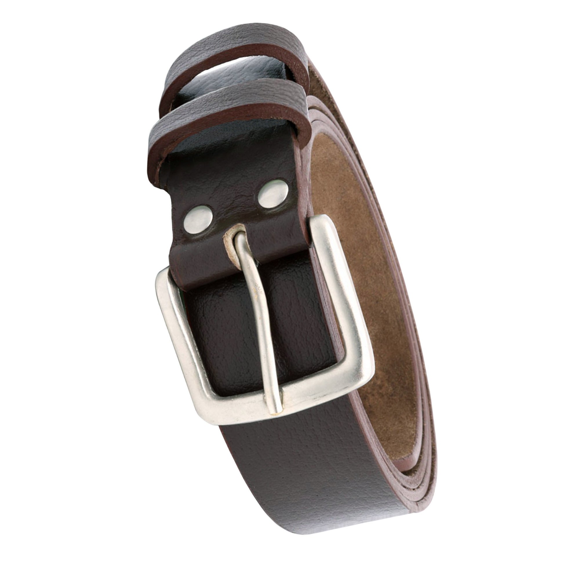 Brown - Back - Duke Mens D555 Liam Leather Square Buckle Belt