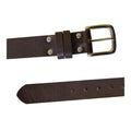 Brown - Side - Duke Mens D555 Liam Leather Square Buckle Belt