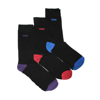 Blue-Red-Purple - Front - Duke Mens D555 Pheonix Cotton Kingsize Socks (Pack of 3)