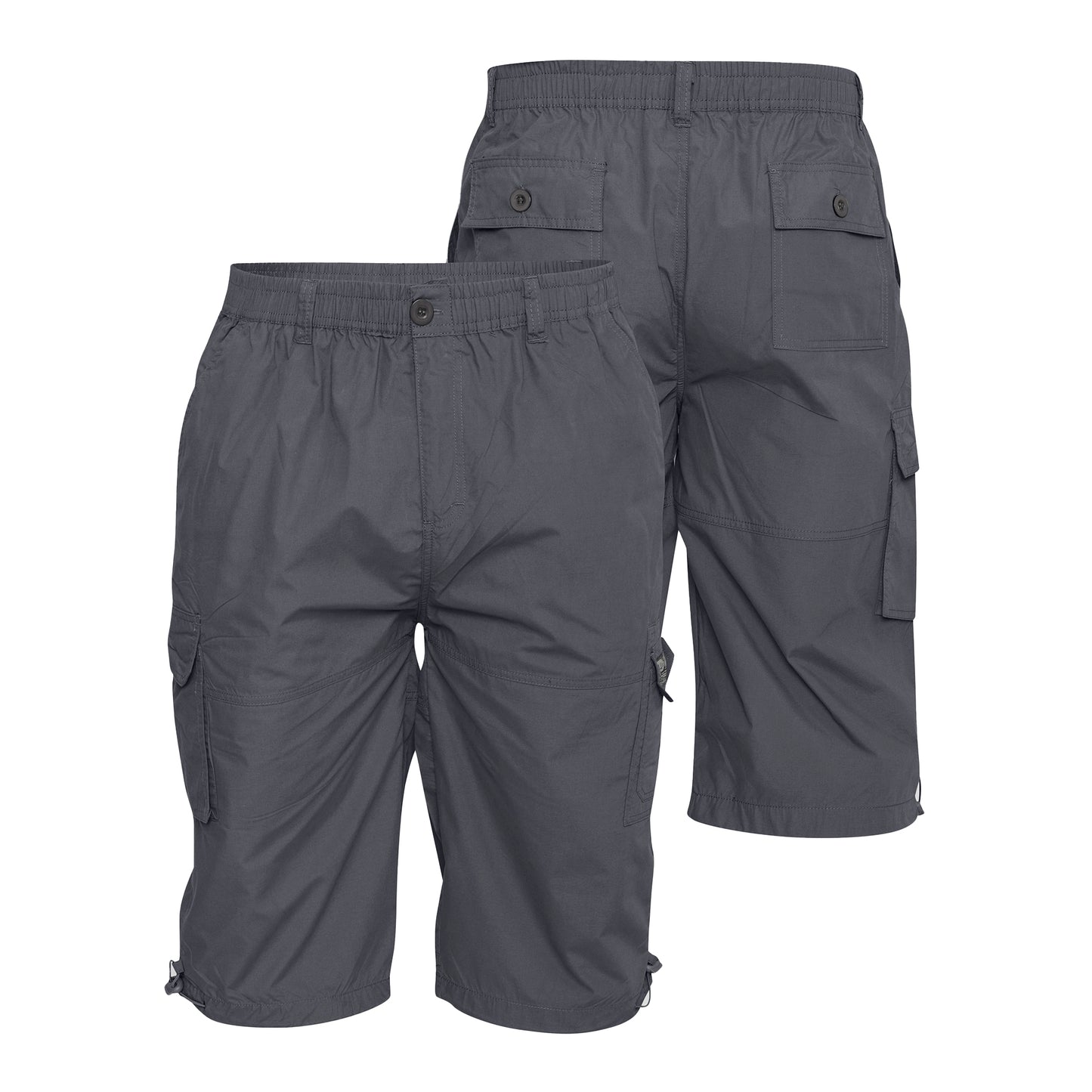 Grey - Side - Duke Mens D555 Mason Kingsize Cargo Shorts