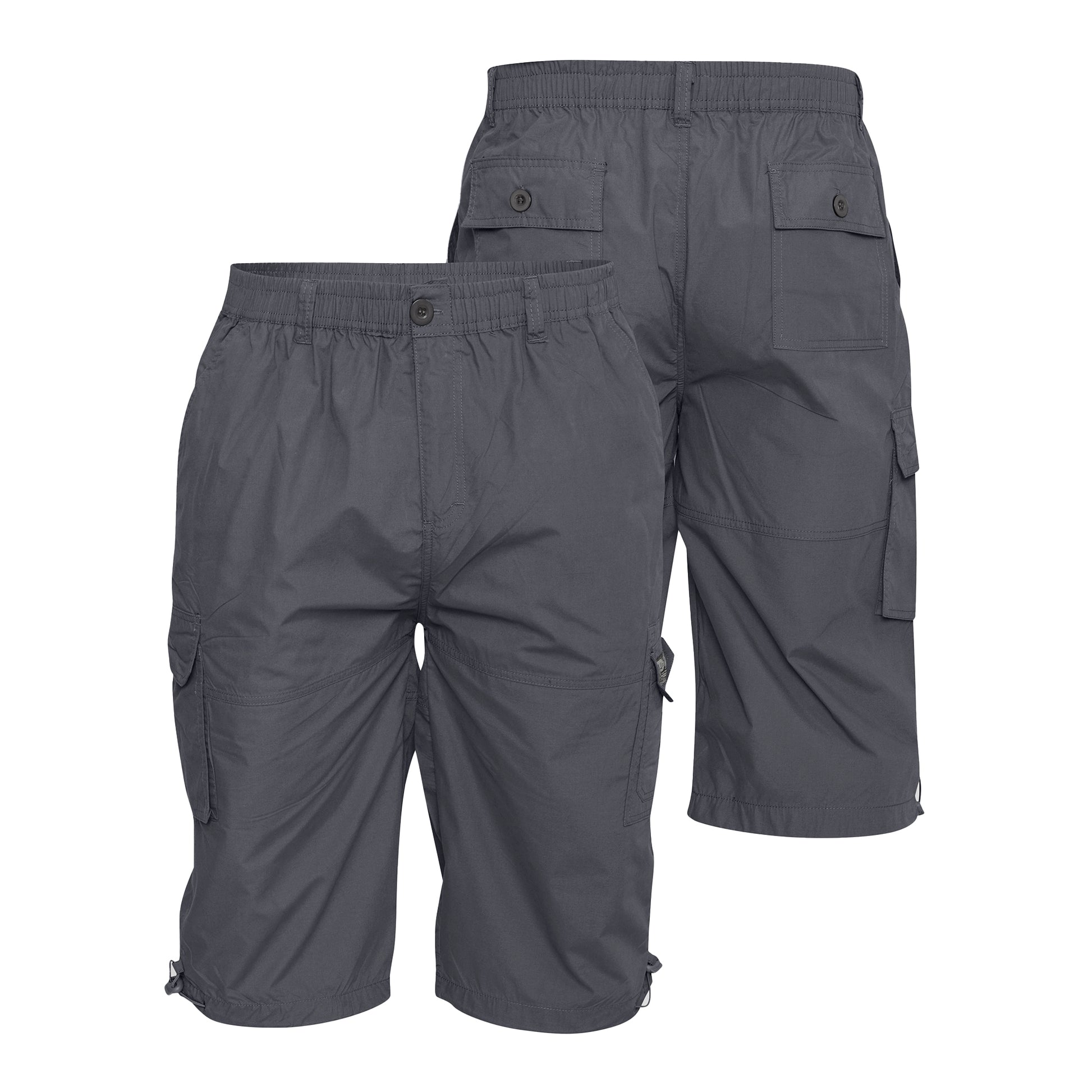 Grey - Side - Duke Mens D555 Mason Kingsize Cargo Shorts