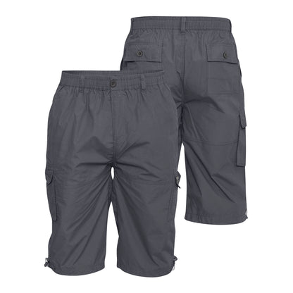 Grey - Side - Duke Mens D555 Mason Kingsize Cargo Shorts