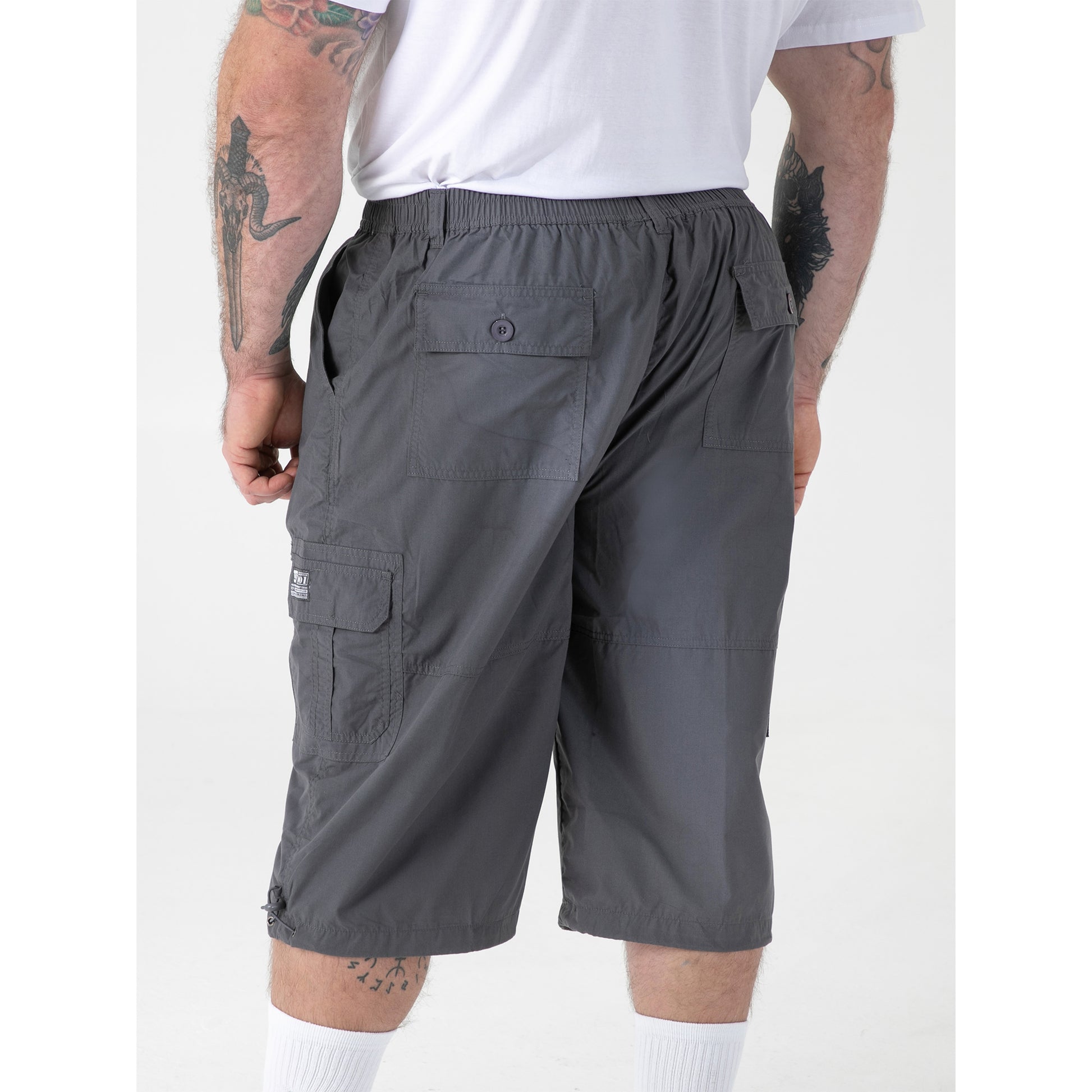 Grey - Lifestyle - Duke Mens D555 Mason Kingsize Cargo Shorts