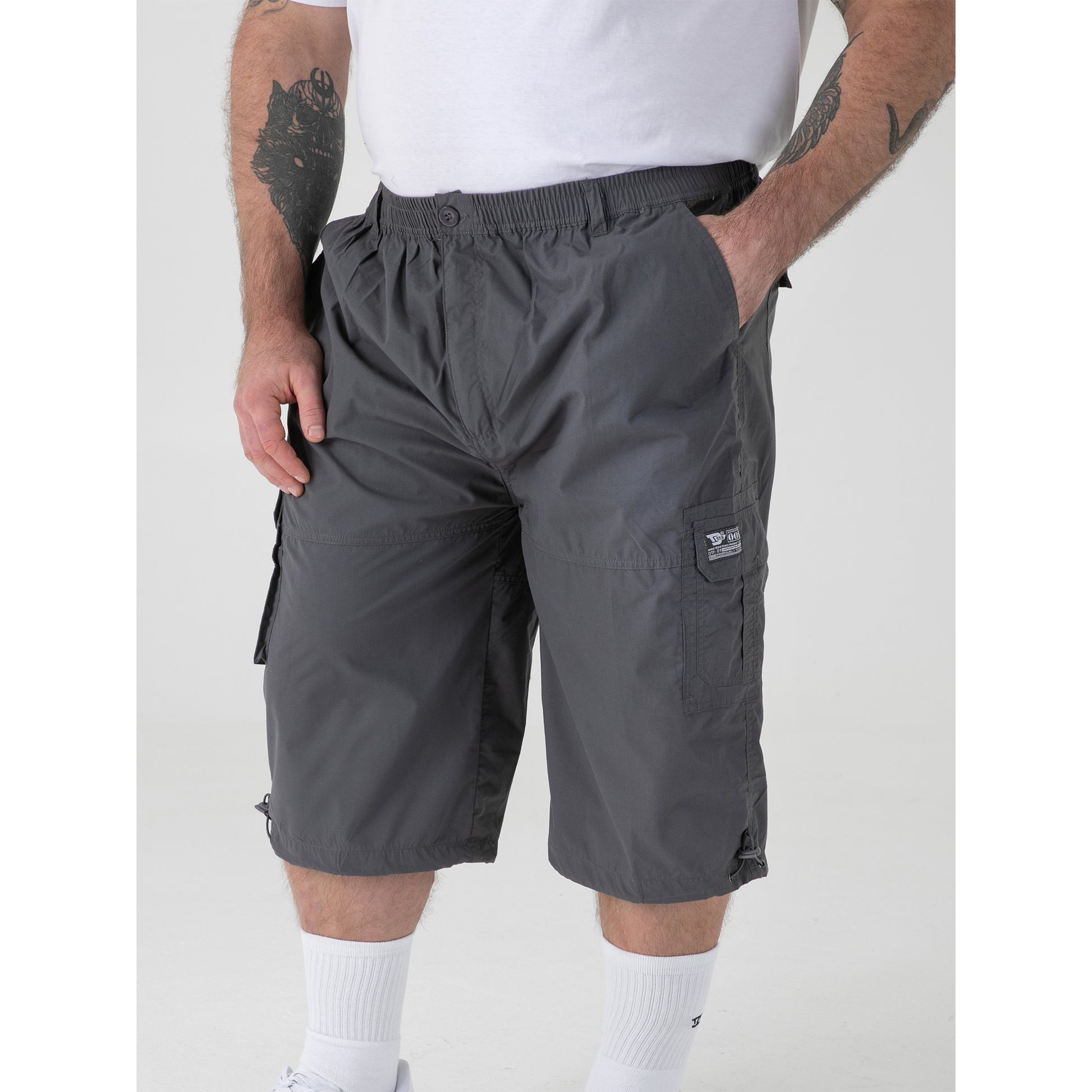 Grey - Pack Shot - Duke Mens D555 Mason Kingsize Cargo Shorts