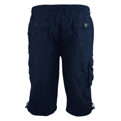 Navy - Back - Duke Mens D555 Mason Kingsize Cargo Shorts