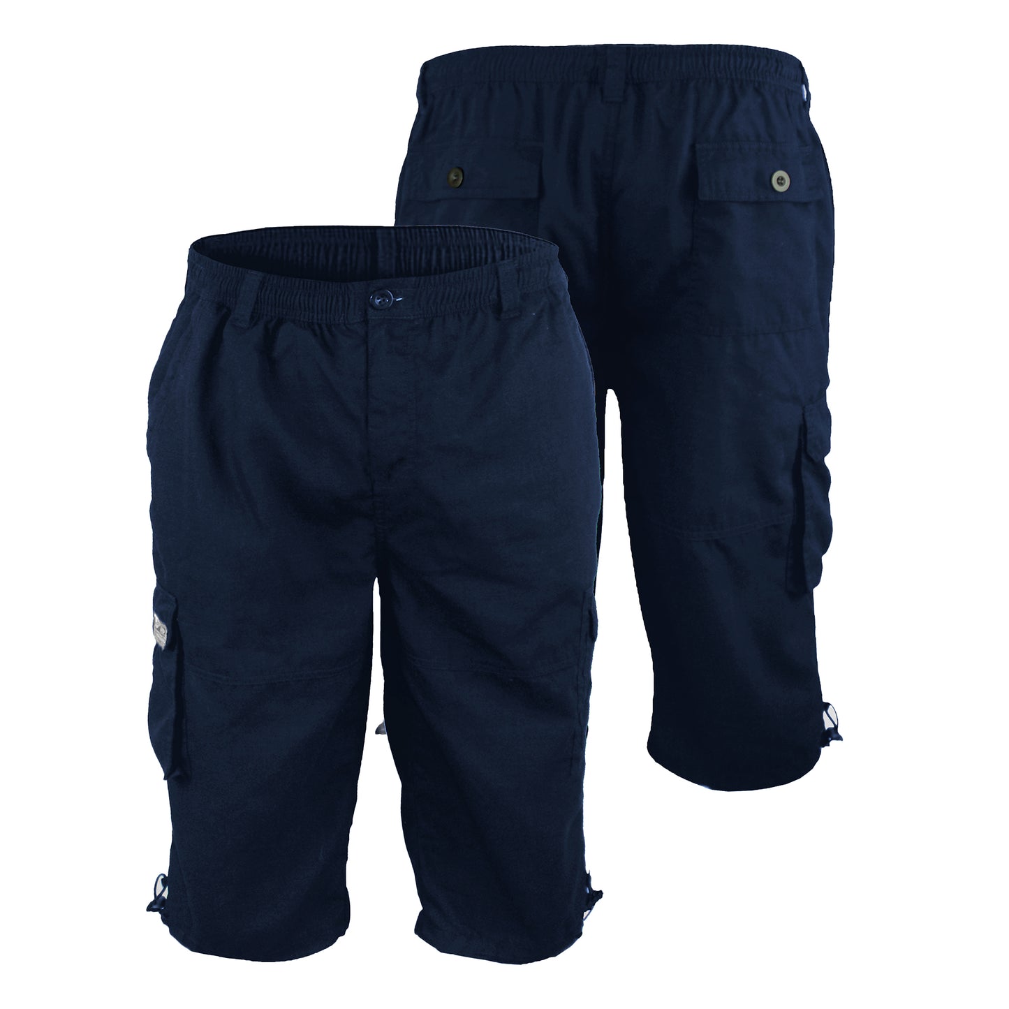 Navy - Side - Duke Mens D555 Mason Kingsize Cargo Shorts