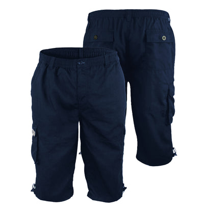 Navy - Side - Duke Mens D555 Mason Kingsize Cargo Shorts