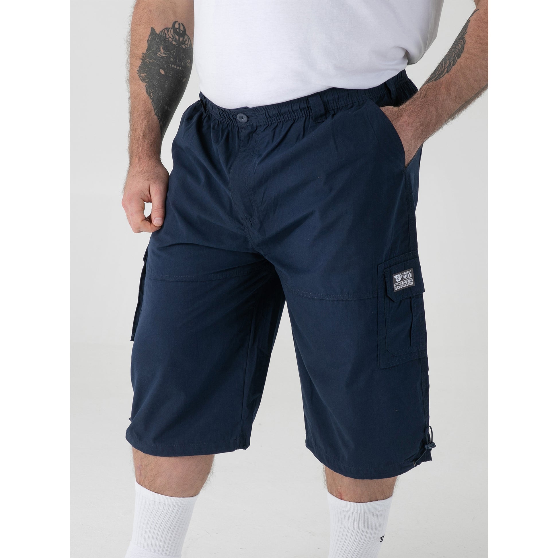 Navy - Pack Shot - Duke Mens D555 Mason Kingsize Cargo Shorts