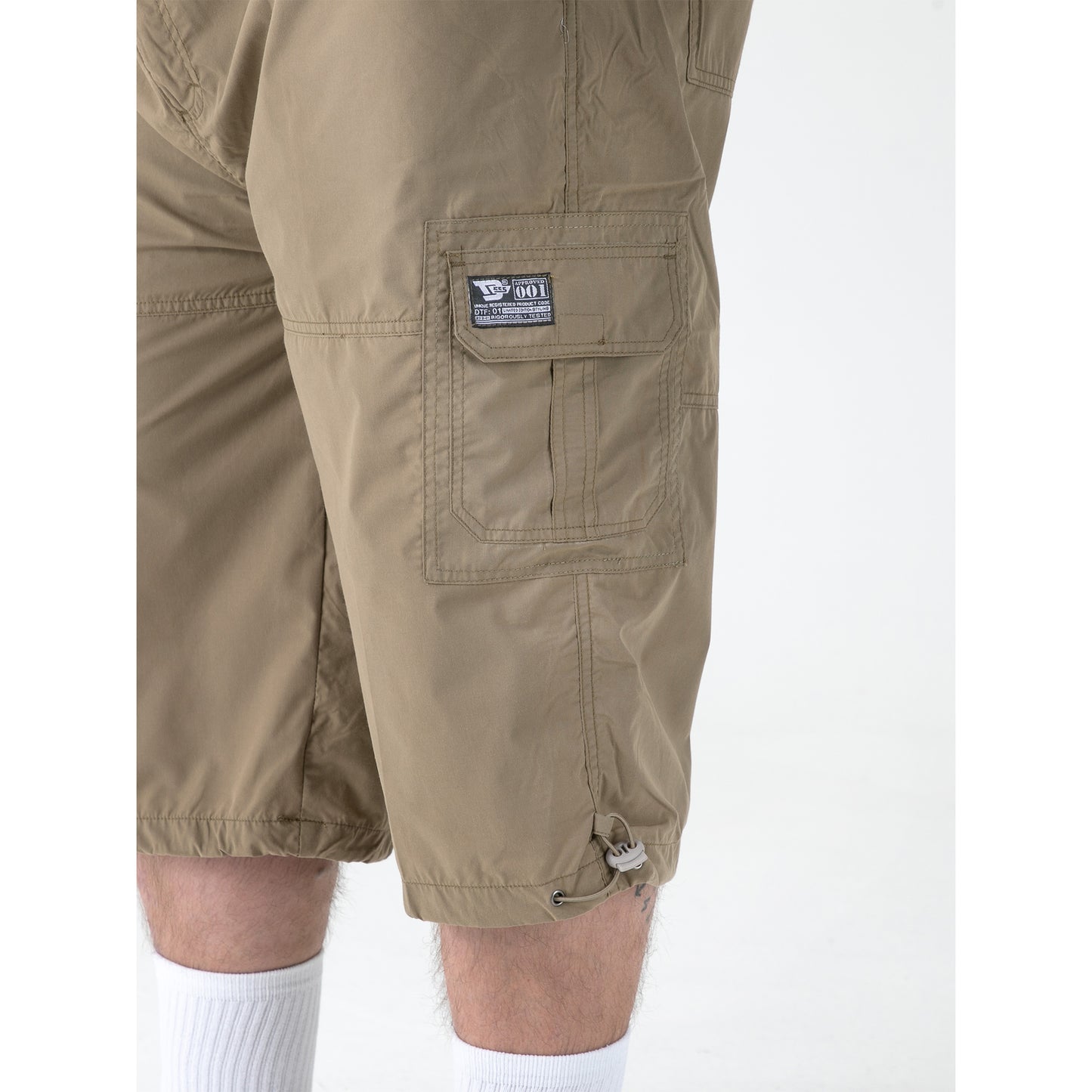 Sand - Close up - Duke Mens D555 Mason Kingsize Cargo Shorts
