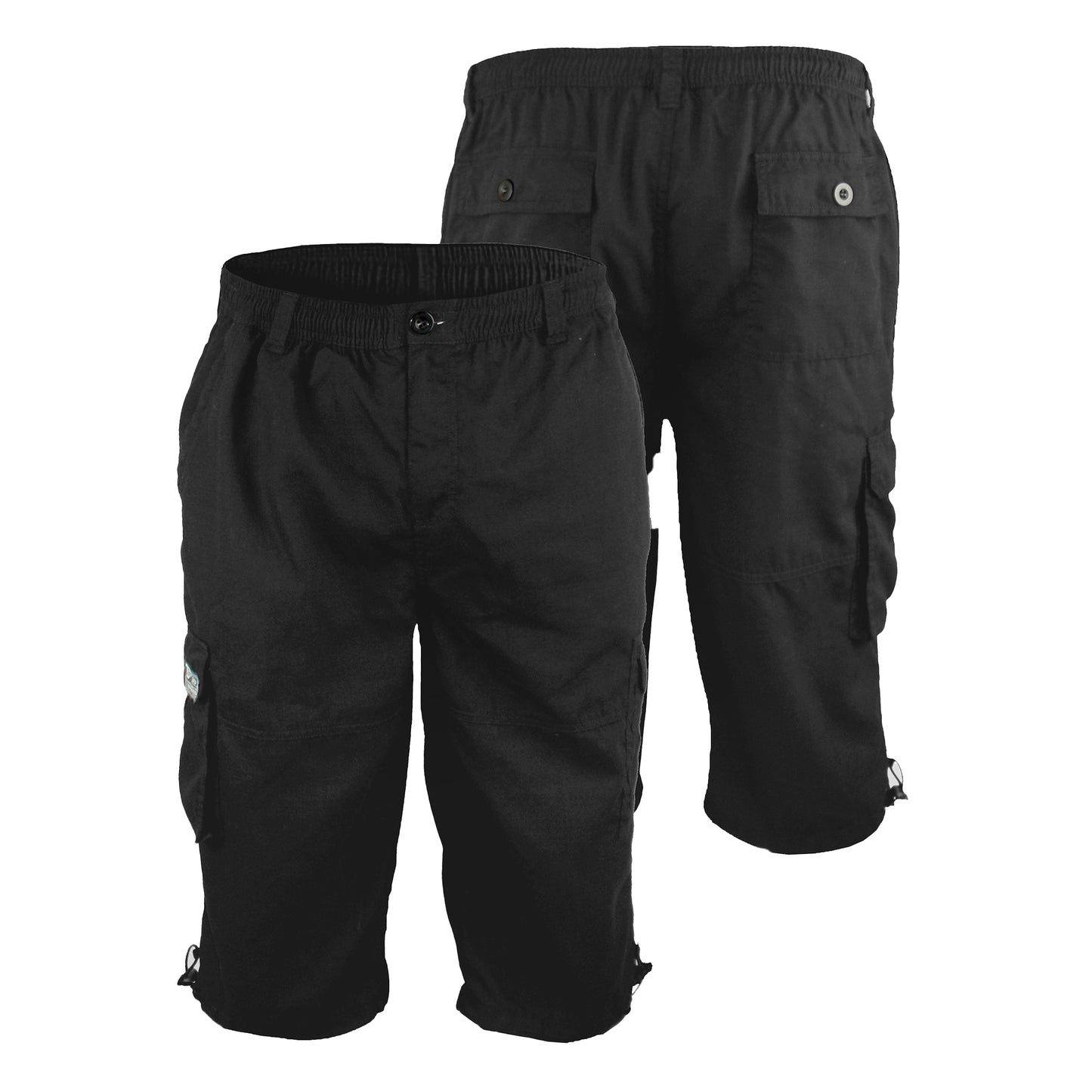 Black - Side - Duke Mens D555 Mason Kingsize Cargo Shorts