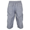 Grey - Back - D555 Mens Mason Kingsize Cargo Capri Shorts