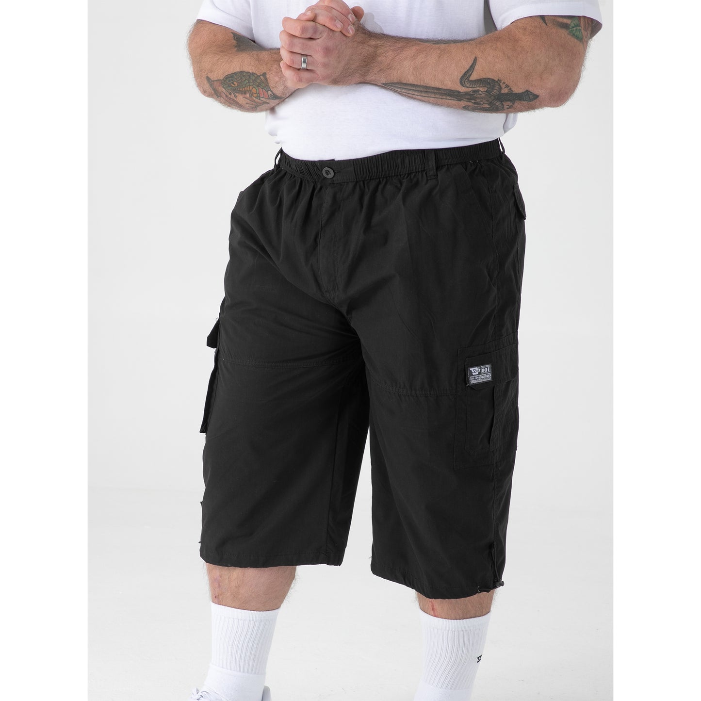 Black - Pack Shot - Duke Mens D555 Mason Kingsize Cargo Shorts