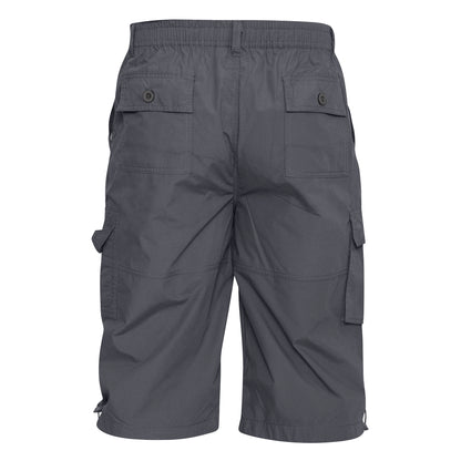 Grey - Back - Duke Mens D555 Mason Kingsize Cargo Shorts