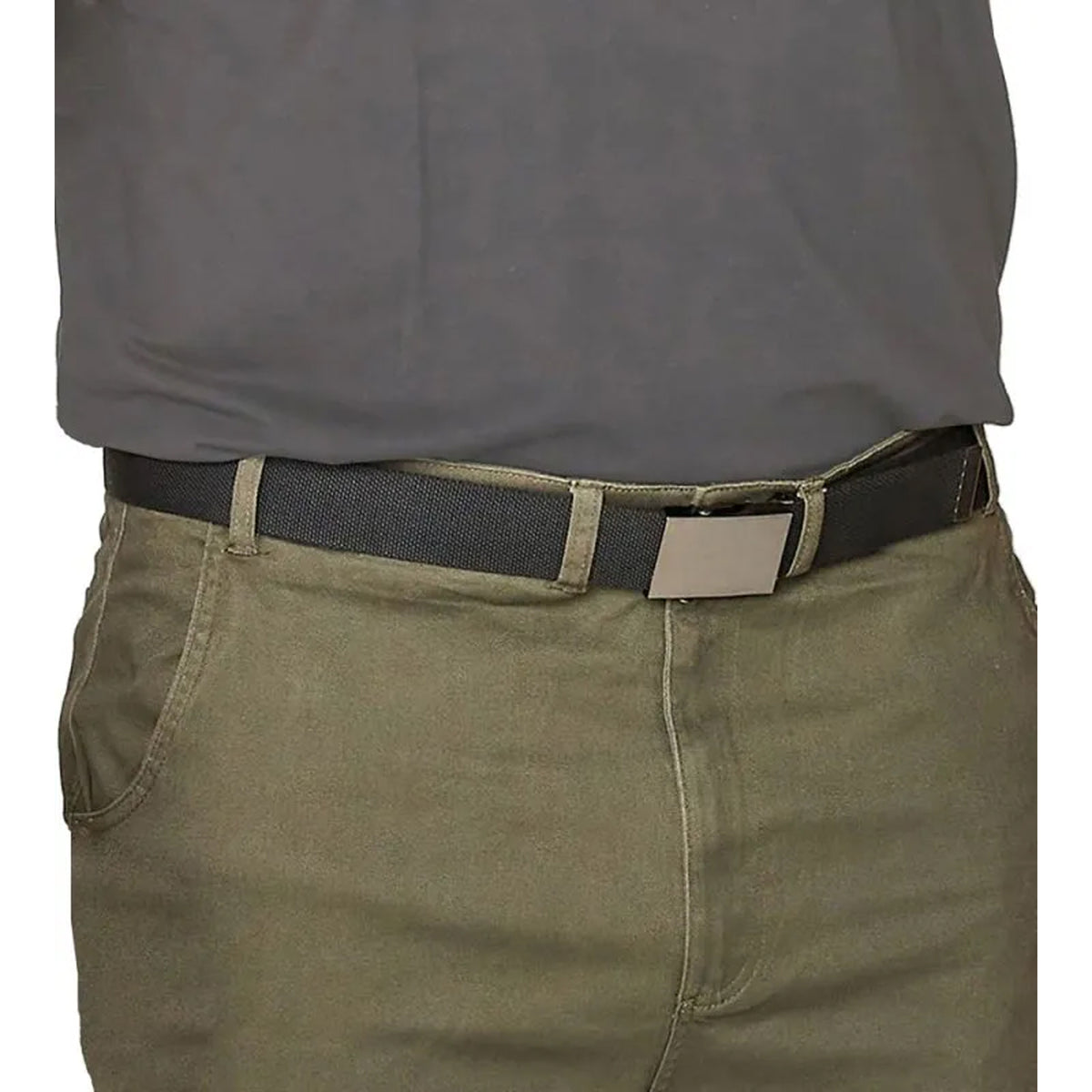 Black - Side - Duke Mens D555 Edward Plain Webbing Belt