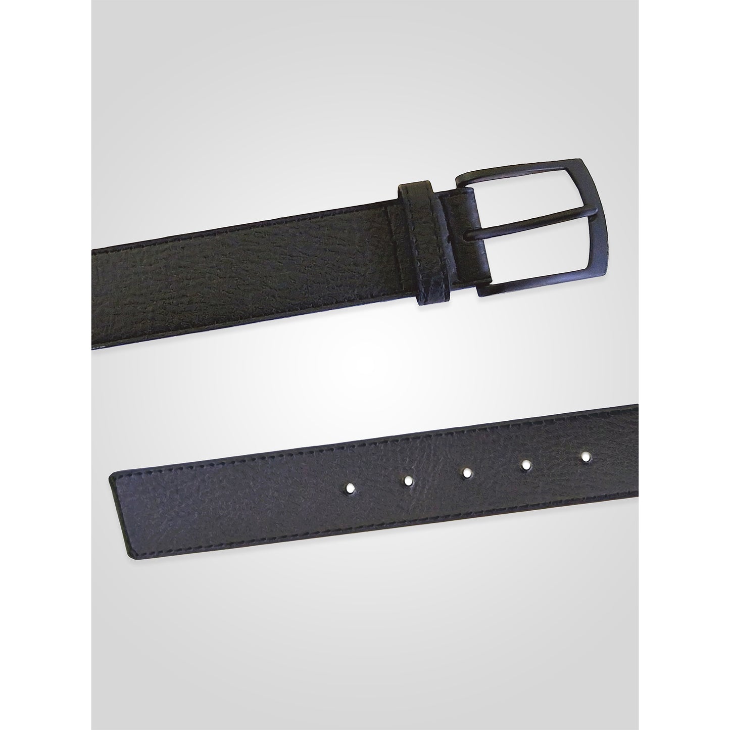 Black - Side - Duke Mens D555 Ozzy Matte Bonded Leather Belt