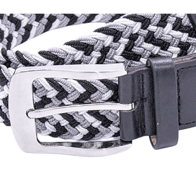Grey-White-Black - Back - Duke Mens D555 Quinn Braided Stretch Belt