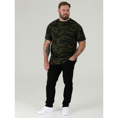 Jungle Camo - Close up - Duke Mens D555 Gaston Camouflage Kingsize Short-Sleeved T-Shirt