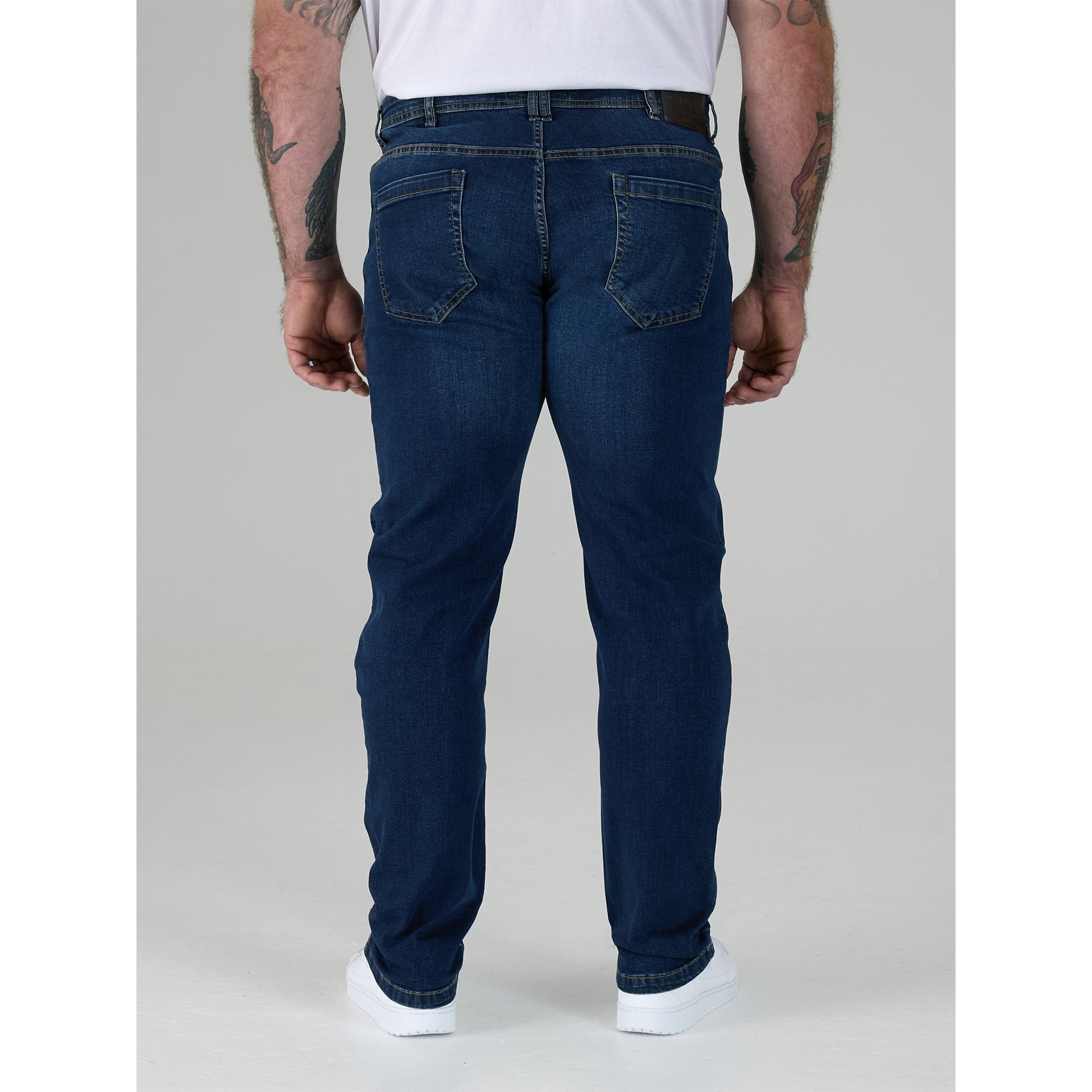 Dark Blue Stonewash - Side - Duke Mens D555 Ambrose Stretch Kingsize Jeans