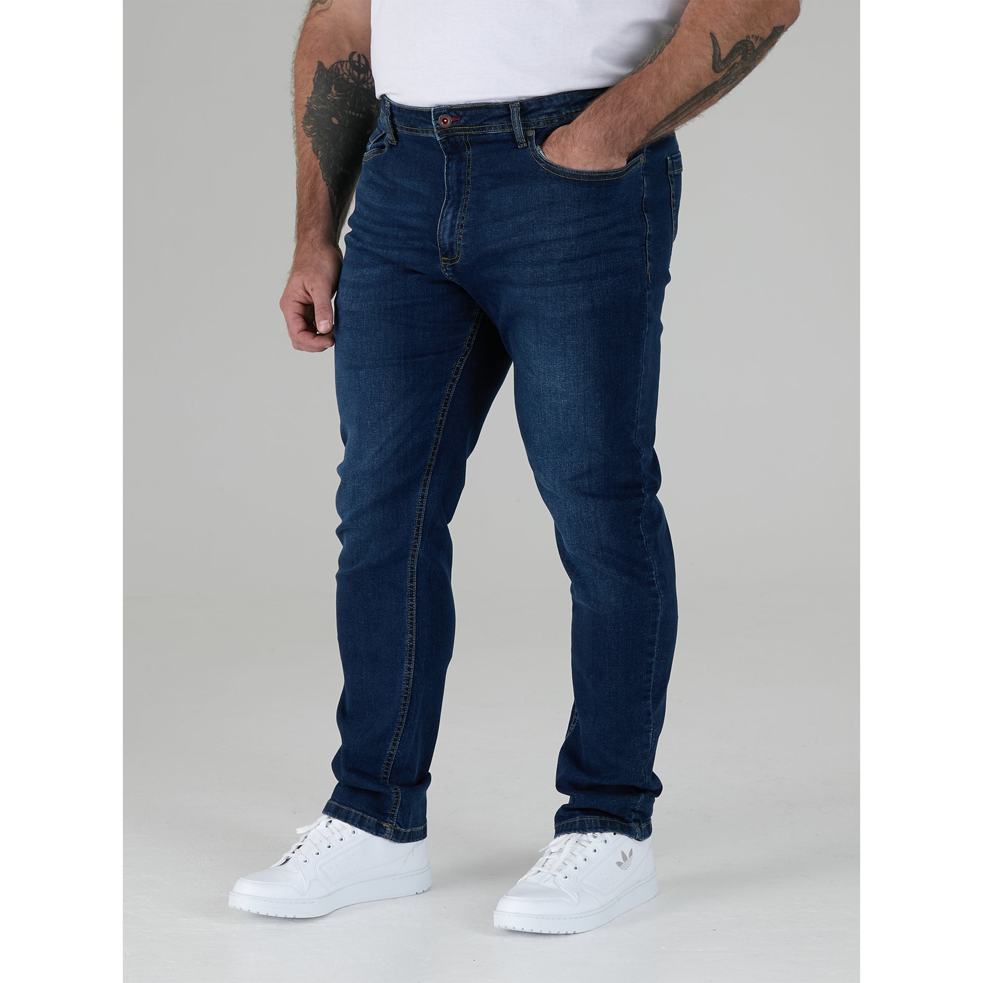 Dark Blue Stonewash - Lifestyle - Duke Mens D555 Ambrose Stretch Kingsize Jeans
