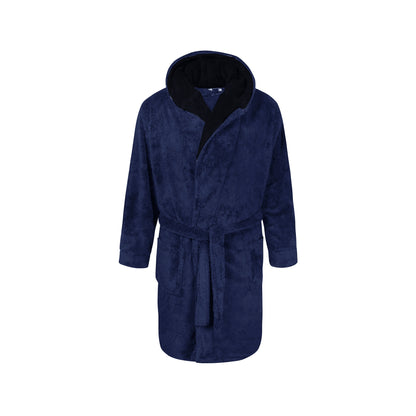 Navy - Front - Duke Mens D555 Newquay Hooded Kingsize Dressing Gown
