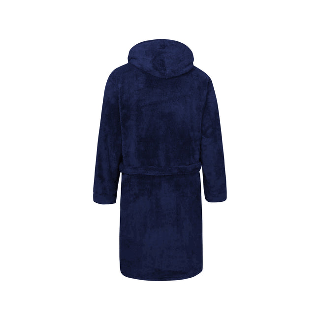 Navy - Back - Duke Mens D555 Newquay Hooded Kingsize Dressing Gown