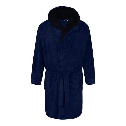 Navy - Front - Duke Mens D555 Newquay Hooded Kingsize Dressing Gown